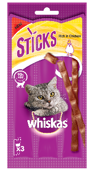 Snack per gatti adulti Whiskas Stick Pollo 18 g confezione da 3 pezzi Snack per gatti adulti Whiskas Stick Pollo 18 g confezione da 3 pezzi